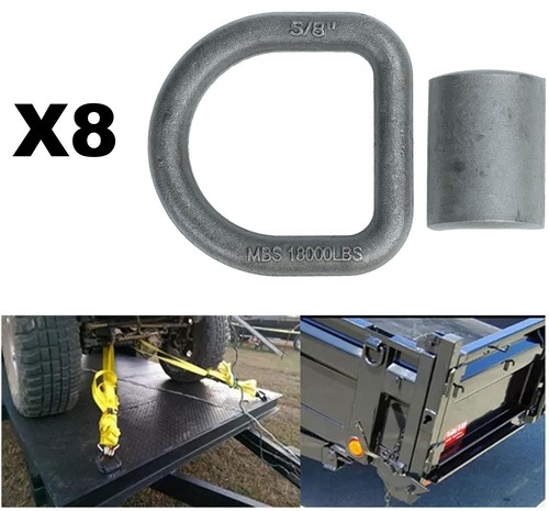 1/2 Inch Forged Steel Cargo Ring 8 Pack Of 1/2" Forged Steel D-Ring Tie Down Rings - Weld-On For Flatbed Trailers &amp; Truck Beds 3/8 D Ring