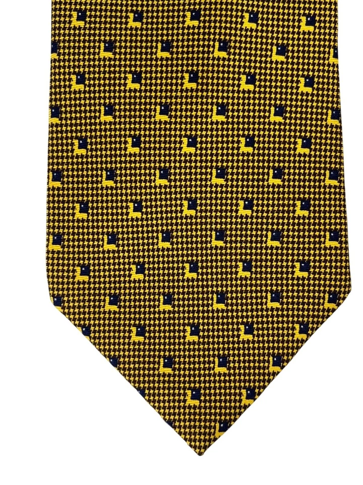 Corbata de seda Tommy Hilfiger para hombre 58,5" amarillo marrón azul patrón de pata de gallo Foto 2 de 4