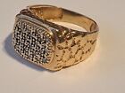 7g Retro Style Scattered 20 Diamonds Men's 10Kt Yellow Gold Nugget Ring