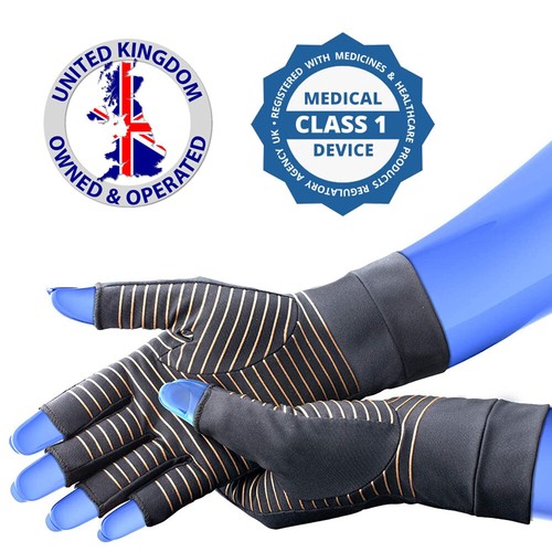 KEDLEY Copper Infused Arthritis Compression Gloves Open Tip Fingers