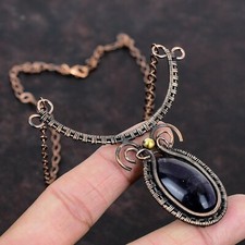 Chevron Amethyst Wire Wrapped Adjustable Handcrafted Copper Unique 18.0"