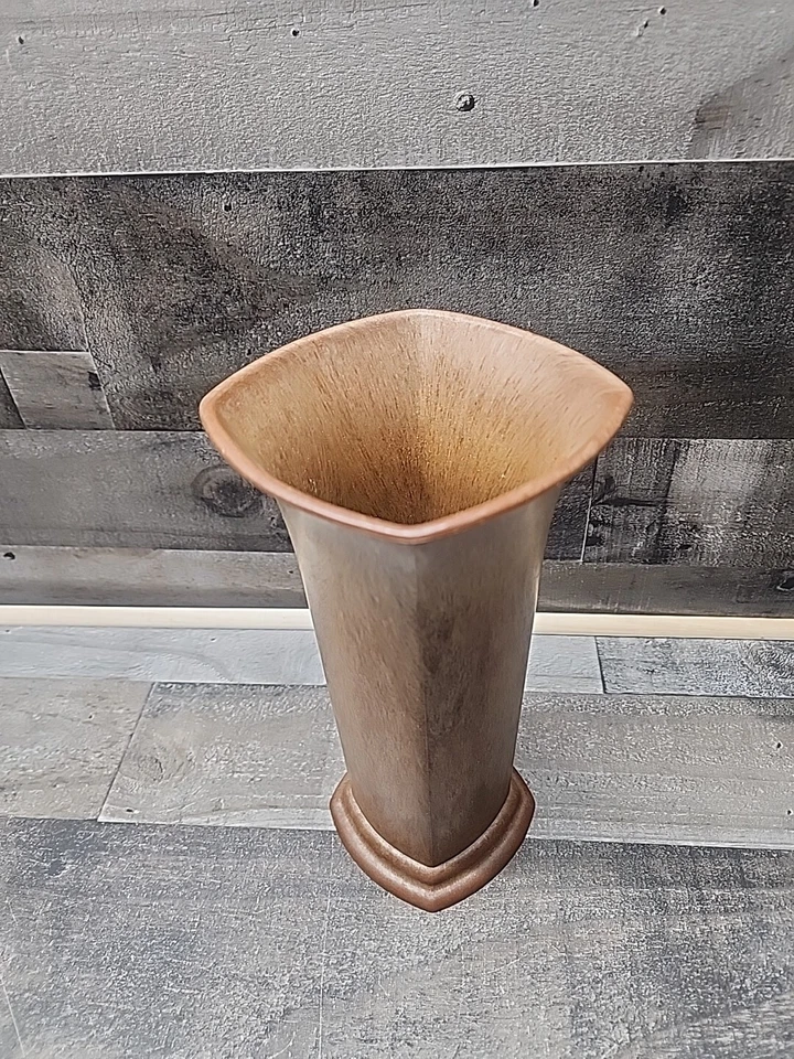 Florero Florero Florero Vintage Retro Plástico Marrón Madera Grano España Foto 2 de 4