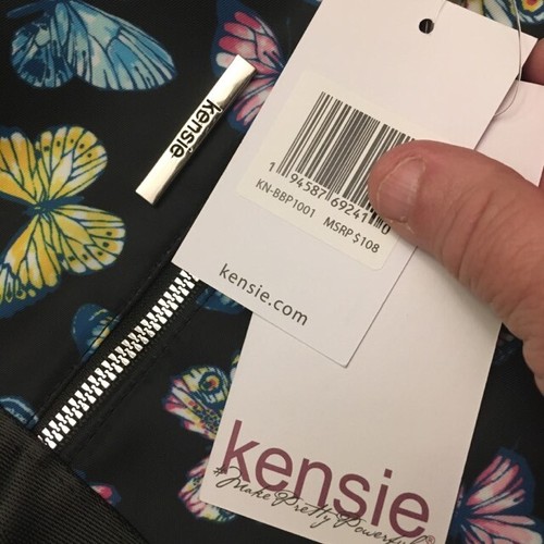 Kensie Large Backpack Bag Butterflies NWT but inside zippered pocket has defect  - Picture 7 of 11