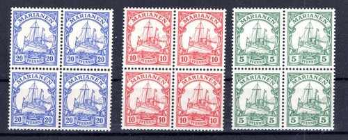 Mariana Islands 7/9 Blocks Of 4 Mint MNH Stamps German Colonies