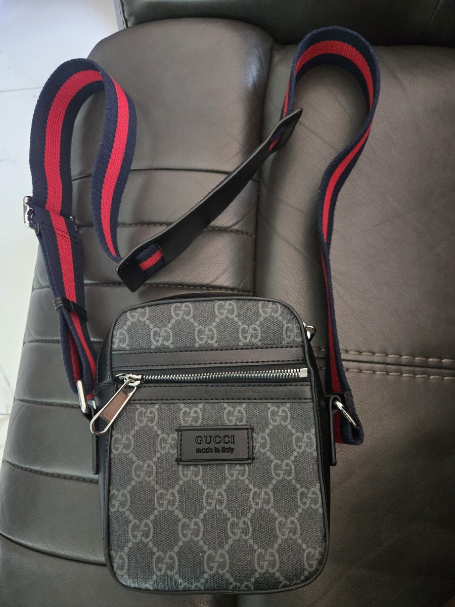 PRE-OWNED GUCCI BLACK GG SUPREME CANVAS MINI MESSENGER BAG FOR MEN