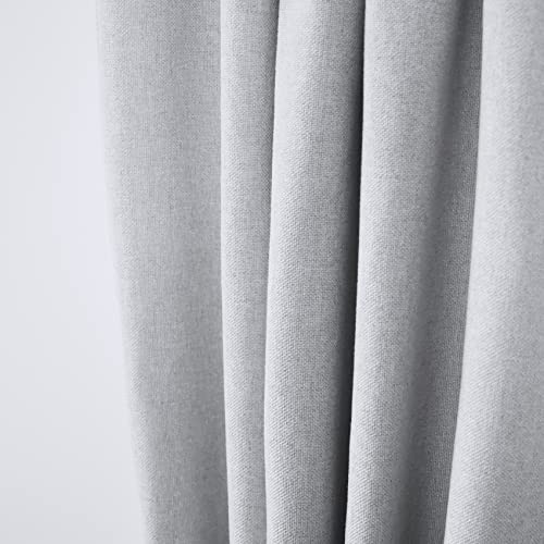 Curtains Grey 45 inch Length Kitchen Semi Sheer Privacy Linen Textured Living - Picture 4 of 7