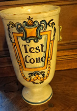 ANCIEN POT A PHARMACIE-ALBARELLO-FAIENCE POLYCHROME GRAND PILULIER TEST, CONC