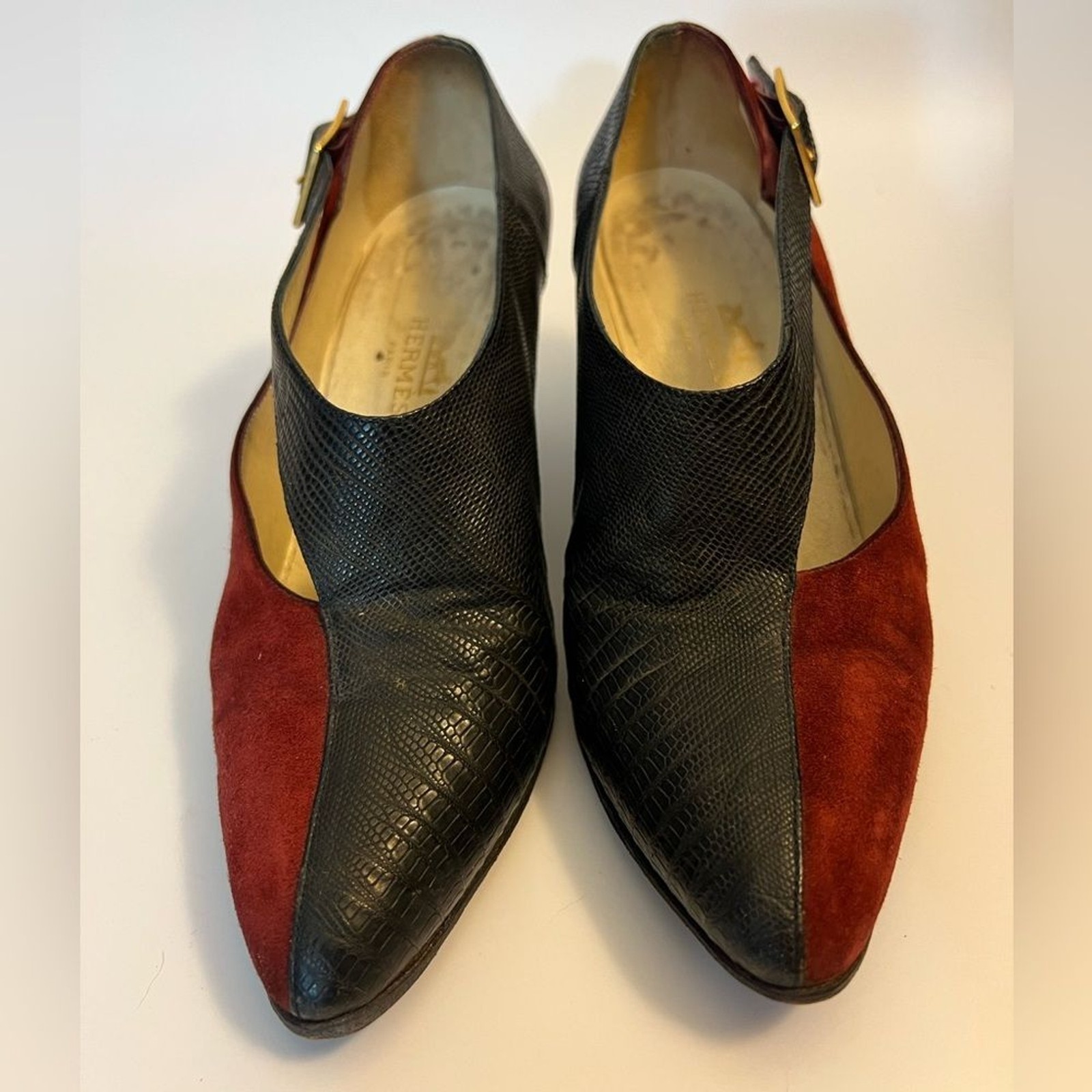 RARE Vintage Hermes Lizard Skin & Suede Shoes - Size 7.5 (37.5 EU) image 3
