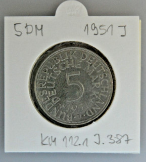 5 DM Silberadler 1951 J Hamburg | Top Zustand Sehr Schön (ss) | Silber