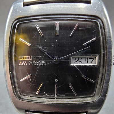 Seiko Lord Matic Watch Men 33mm Black Dial Steel Daydate READ