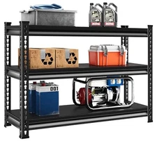 3-Tier Heavy Duty Garage Shelving, 36" Metal 3-Tier,40"Wx18"Dx36"H Black