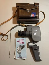 1960's Canon 8mm Movie Camera Reflex Zoom 8 with leather travel case w/accy's