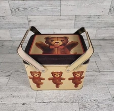 Vintage 1983 Teddy Bear Tin Lunch Box Chein Industries 6'' BRISTOL WARE USA