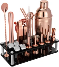 23 Piece Cocktail Shaker Set Bartender Kit with Acrylic Stand & Cocktail Recipes