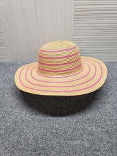 Nicole Miller New York Women Straw Sun Hat Multicolor Striped Comfort Beachwear