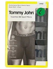 Tommy John 3pk Essential 360 Sport Micro Stretch Boxer Brief Men’s L Black/Gray