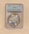 1883 PCGS MS64 Morgan Silver Dollar $1 US Mint Old Green Box Edge Cracked