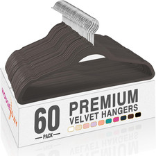 Taupe Velvet Hangers 60 Pack, Non Slip Clothes Felt Hanger Heavy Duty for Coat,