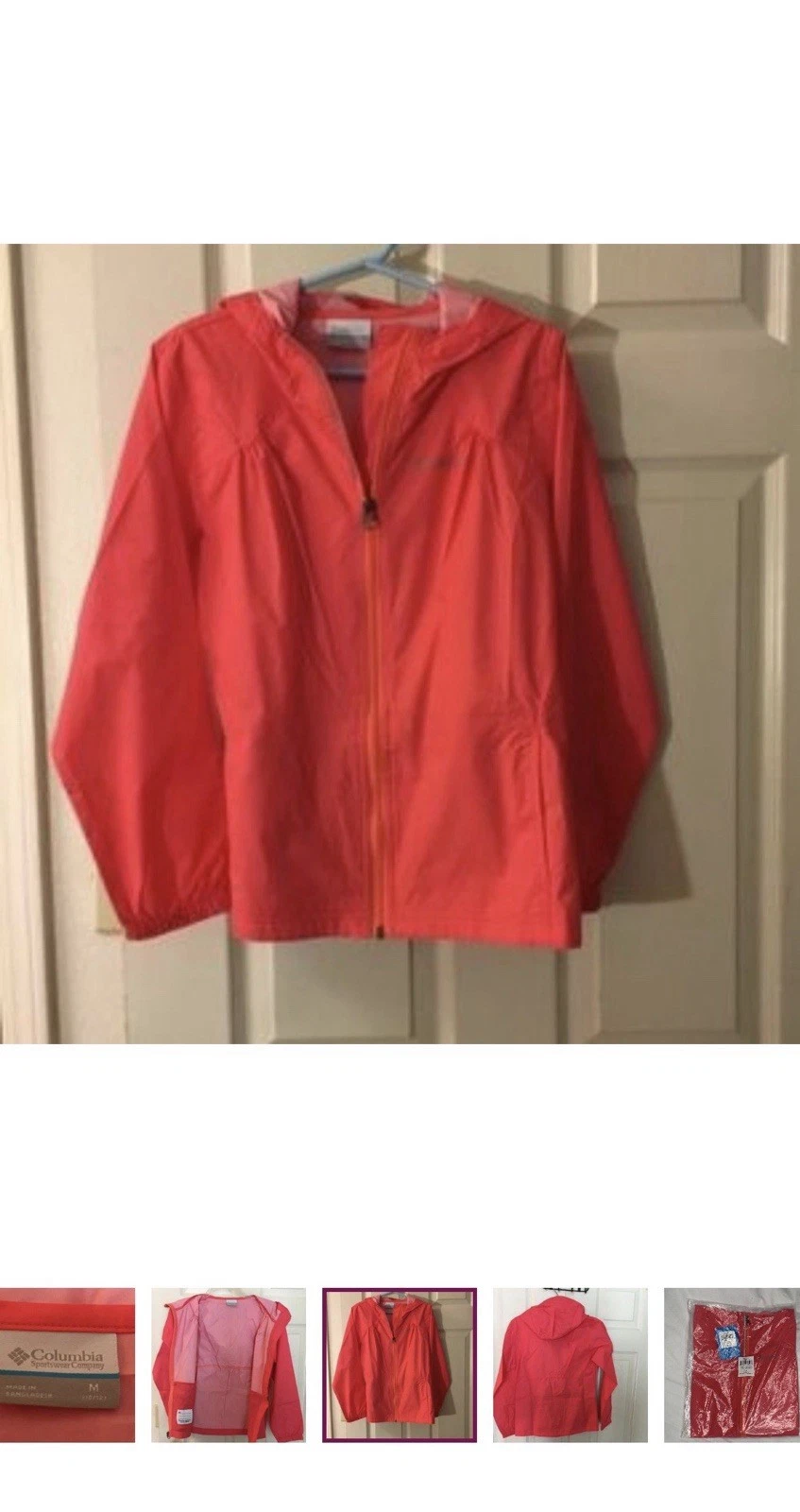 Columbia youth Switchback rain jacket, waterproof, sizeM, salmon color NWT