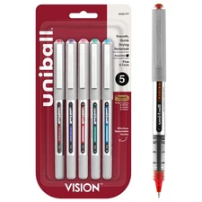 uni-ball Vision Rollerball Pens Fine Point, 0.7mm, Fashion Colors, 5 Pack