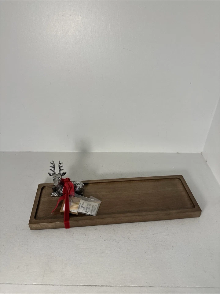 Juego de palillos de dientes Mud Pie Deer con plato y carrito, marrón, bandeja de 4,5"x14" Foto 2 de 4