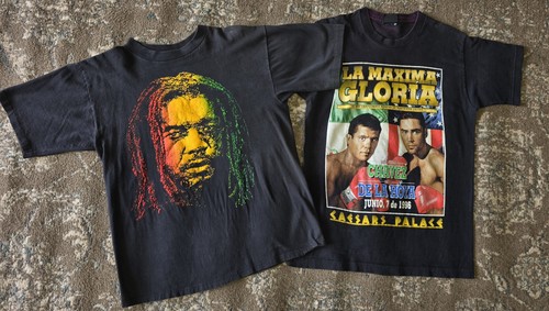 T-shirt Vintage Oscar De La Hoya Années 90 - Taille L, Coton, Occasion Très Bon état, Rap/boxe