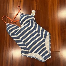 New NWT Splendid Chambray Cottage Swimsuit Onepiece Striped Blue White Sz Small