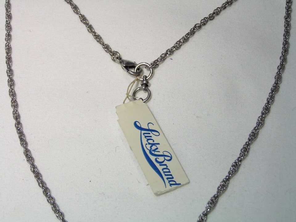 ...LUCKY BRAND...Collar Colgante Tono Plata, Imitación Vidrio Turquesa Dijes... Foto 3 de 4