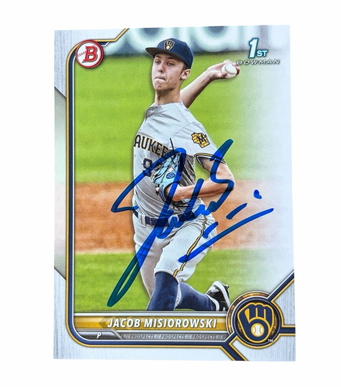Jacob Misiorowski Signed Card 1st Bowman Paper Brewers Autographed Auto COA
