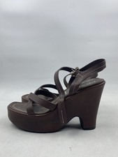 Sandali con zeppa Prada in pelle di vitello marrone W 8,5