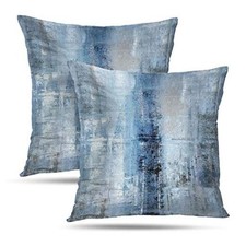 Abstract Art Artwork Pillow Cover, Gallery Modern 18" x 18" Blue and Grey