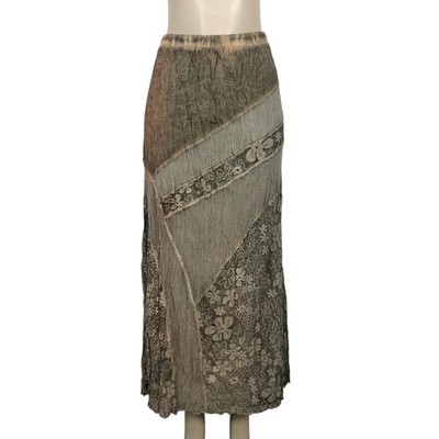 Vintage Chicos Floral Mesh Patchwork Maxi Skirt Large Boho Fairy Grunge Festival