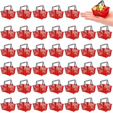 40 Pcs Mini Shopping Baskets, Plastic Mini Shopping Cart, Red Miniature Groce...