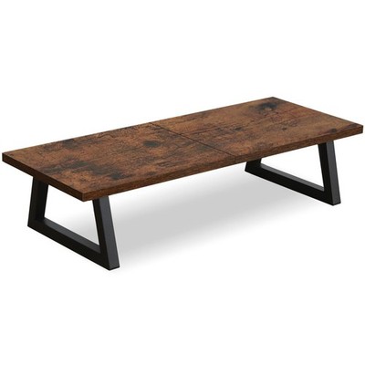 24 inch Monitor Stand Riser, Rustic Brown Wood & Steel Computer Monitor Stand...