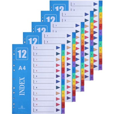 Register A4 12-teilig Kunststoff Ordner Trennblätter Index 1-12 Blau