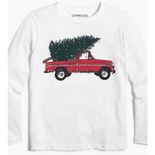 Crewcuts Long Sleeve Truck and Tree Graphic Holiday Tee Shirt US Boy's XXL New - 第 1/5 張圖片