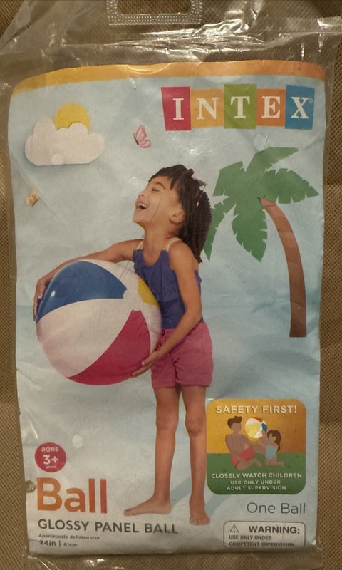 Intex Inflatable 24” Multi Color Beach Ball. “Glossy Panel Ball” New old stock!