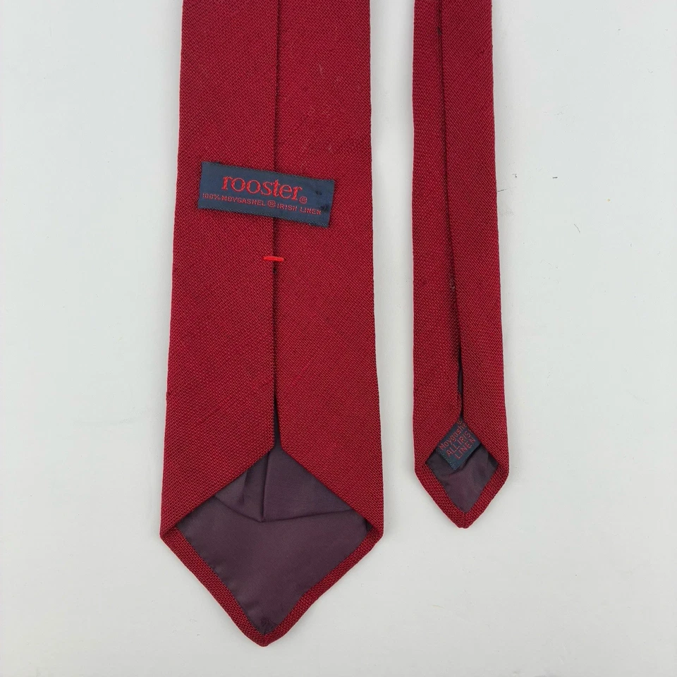 Винтажный петух 100% Moygashel ирландский льняной галстук красный галстук 3,5 «W 58» L - Изображение 4 из 4
