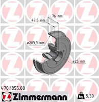 2X Bremstrommel Zimmermann 470.1855.00 FüR Renault Dacia Sandero Logan 1 Dci 2 3