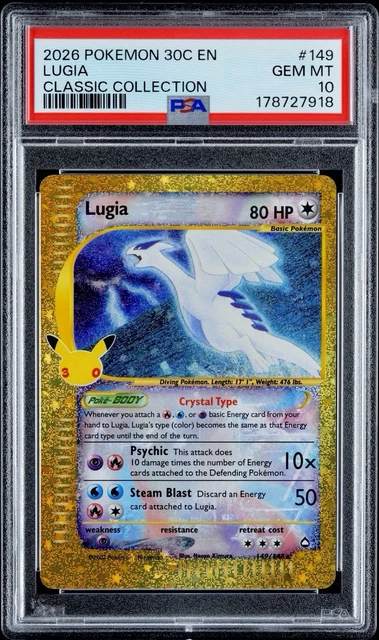 2026 POKEMON 30C EN-30TH CELEBRATION CLASSIC COLLECTION #149 LUGIA PSA 10