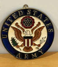 Vintage Hand Colored Stained Glass Style United States Army US Suncatcher - B20