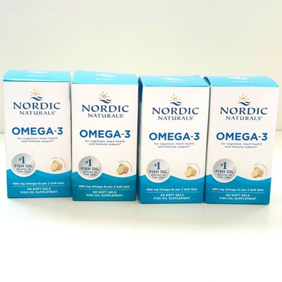4 PACK Nordic Naturals Omega-3 690mg Lemon Flavor - 60 Soft Gels Each Exp 2028