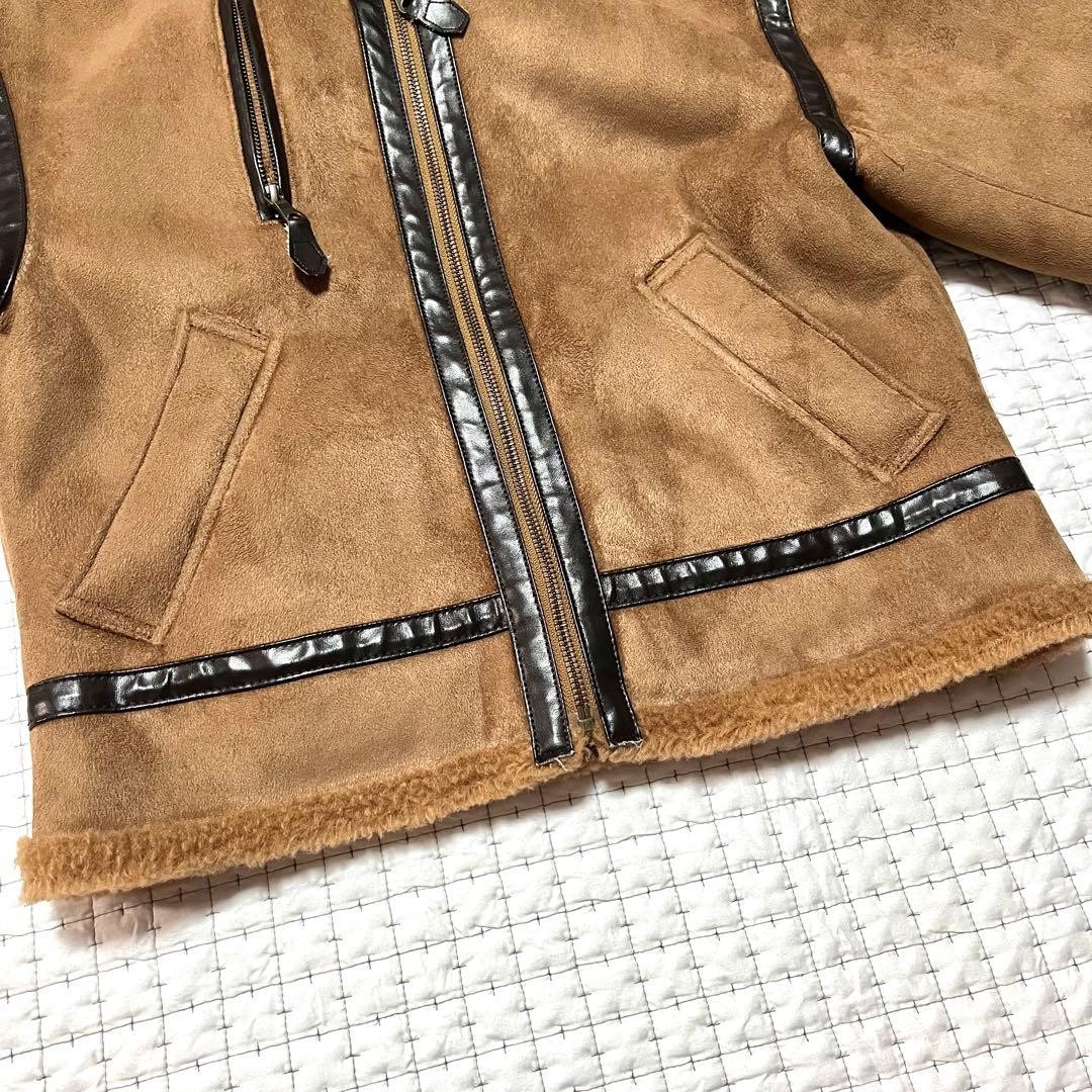 AMERI S Shearling Flight Jacket Brown Faux Mouton… - image 10