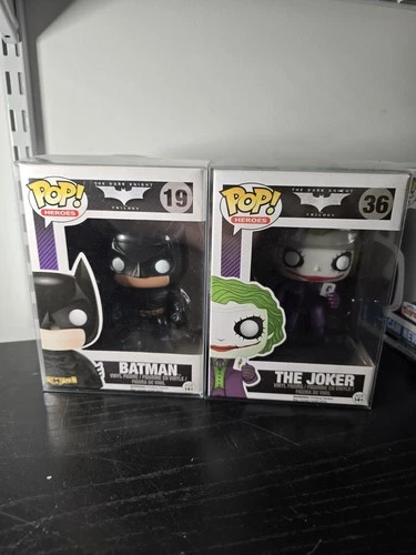 Funko Pop purple Dark Knight Batman #19 and the joker #36