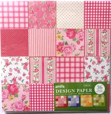 amifa Patchwork Double Sided 4 Design Origami Paper Japan 36 Sheets Flower Check