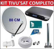 Kit Parabola Satellitare 80 Cm Con Decoder Tivusat HD Con Scheda Tessera Tv Sat