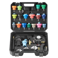 28 Pcs Universal Radiator Pressure Tester Kit Manual Pump Steel Test Cap Adapter