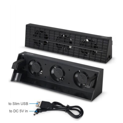 #ad Cooling Fan External Cooler Accessories for PlayStation 4 PS4 Slim Console Black $17.47
