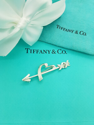 Tiffany & Co. Silver Paloma Picasso Love Heart Arrow Kiss Pin