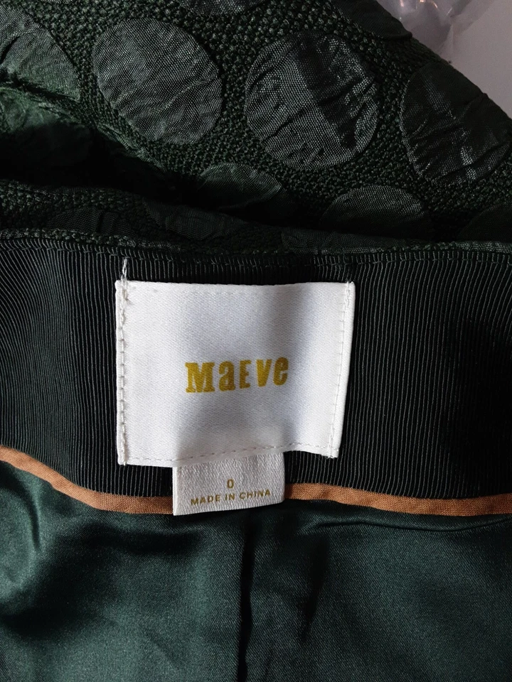 Falda lápiz Maeve Anthropologie talla 0 lunares verdes tiro medio hasta la rodilla Foto 2 de 4